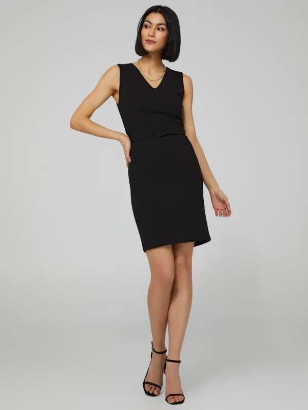 Sleeveless V-Neck Sheath Dress With Belt sold by Suzy Shier