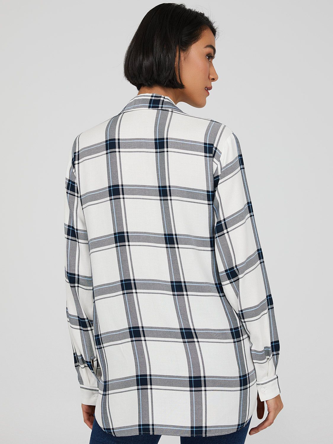 Plaid Crossover Self-Tie Blouse sold by Suzy Shier product image thumbnail 4