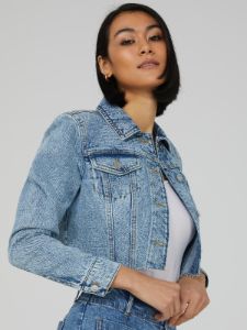 Cropped Raw Edge Denim Jacket sold by Suzy Shier