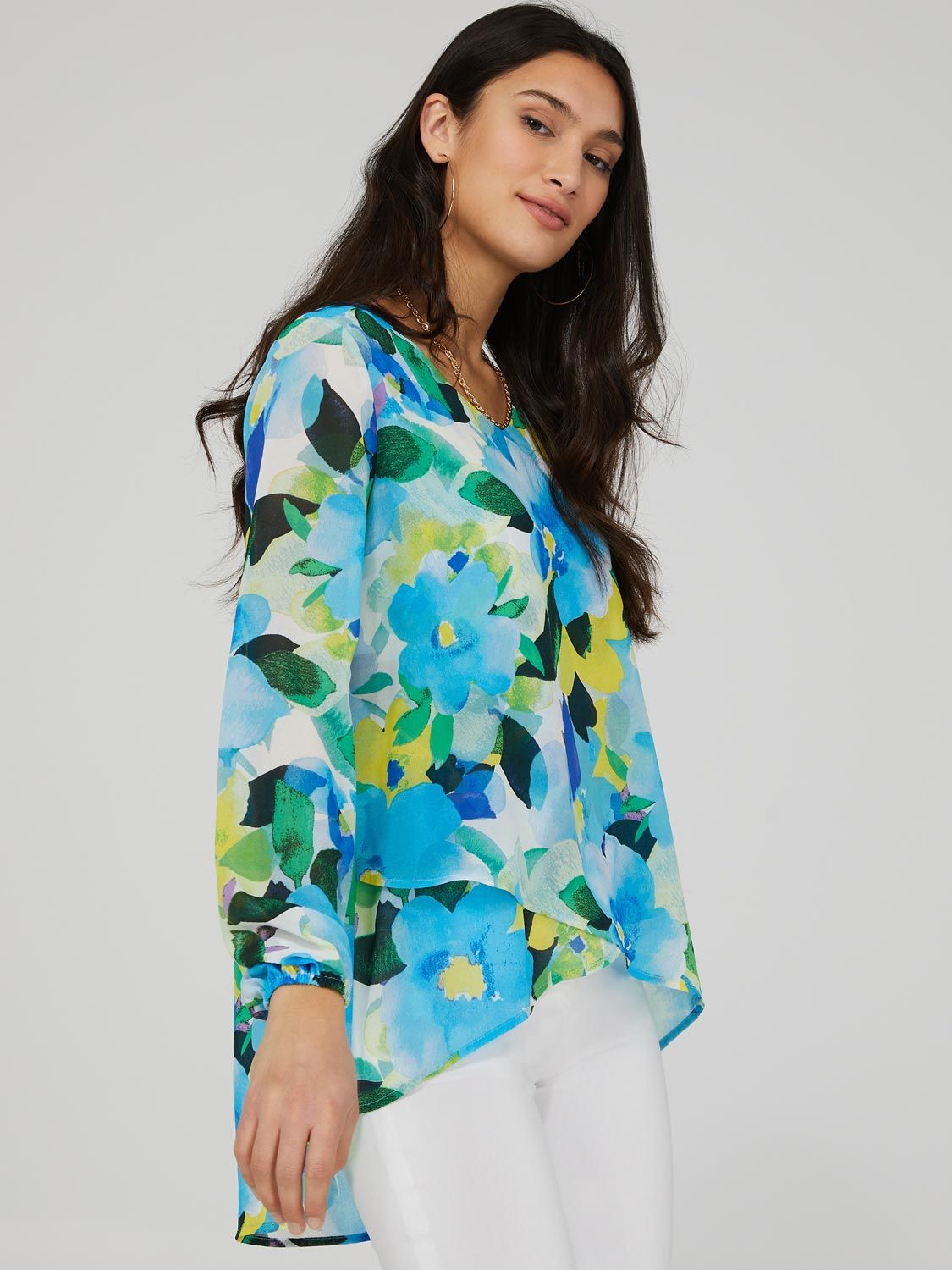 Asymmetrical Hem Printed Blouse sold by Suzy Shier product image thumbnail 3