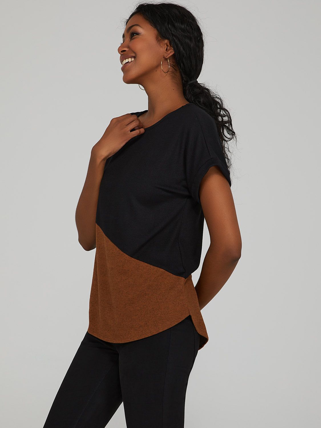 Color Block Cuff Sleeve T-Shirt sold by Suzy Shier product image thumbnail 3