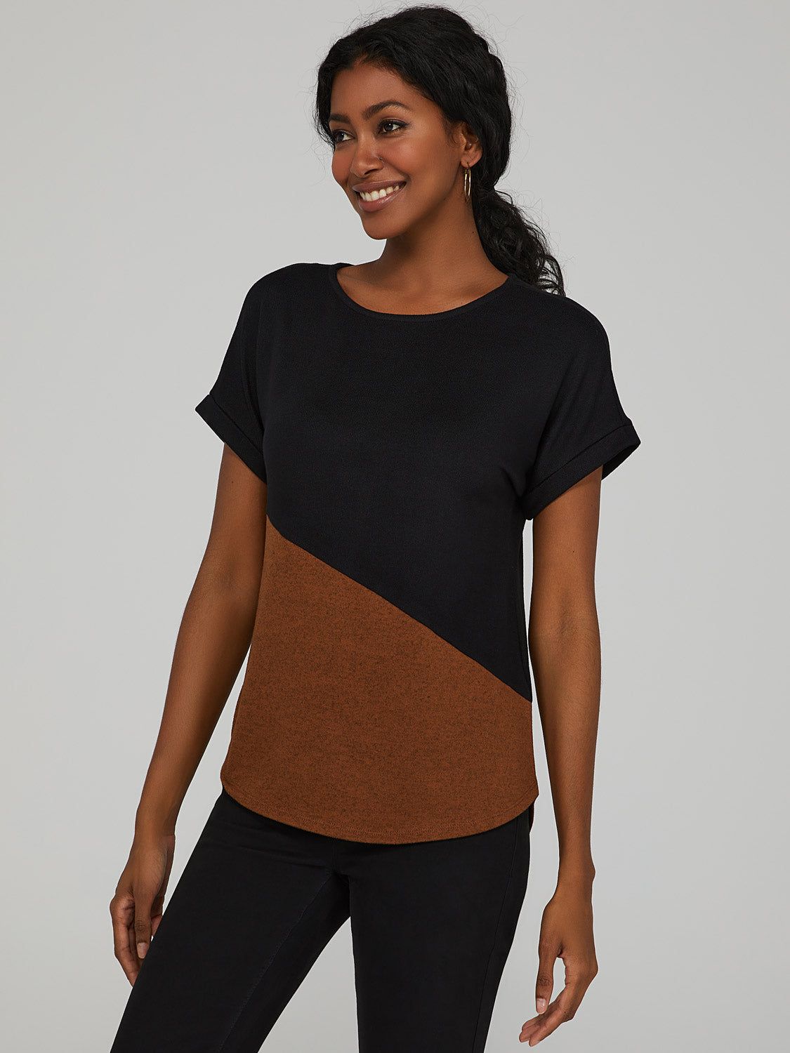 Color Block Cuff Sleeve T-Shirt sold by Suzy Shier product image thumbnail 2