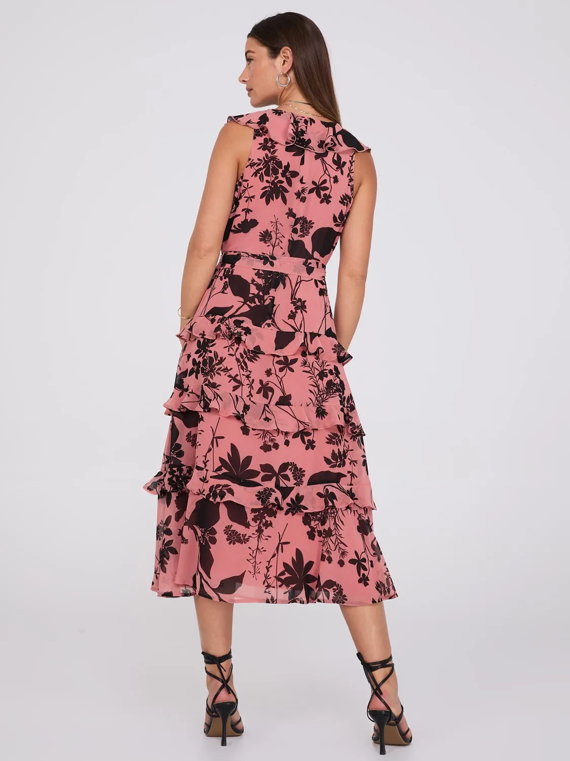 Floral Print Ruffle Tiered Midi Dress sold by Suzy Shier product image thumbnail 4