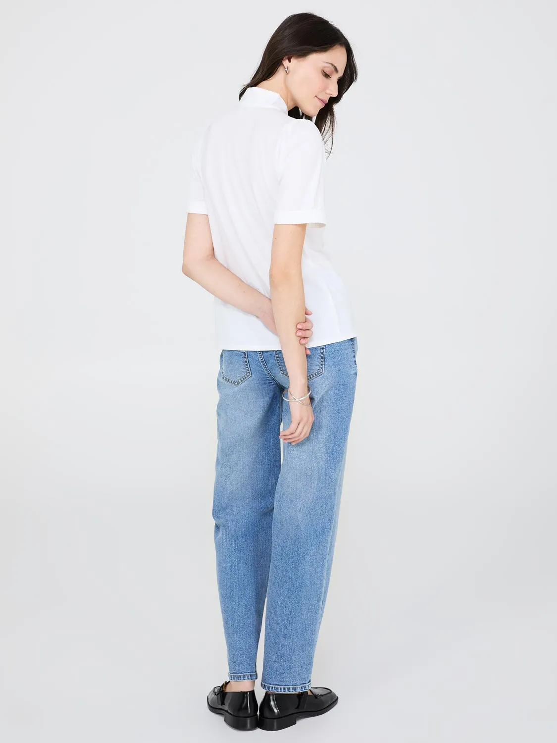 Short Sleeve Tie-Neck Top sold by Suzy Shier product image thumbnail 4