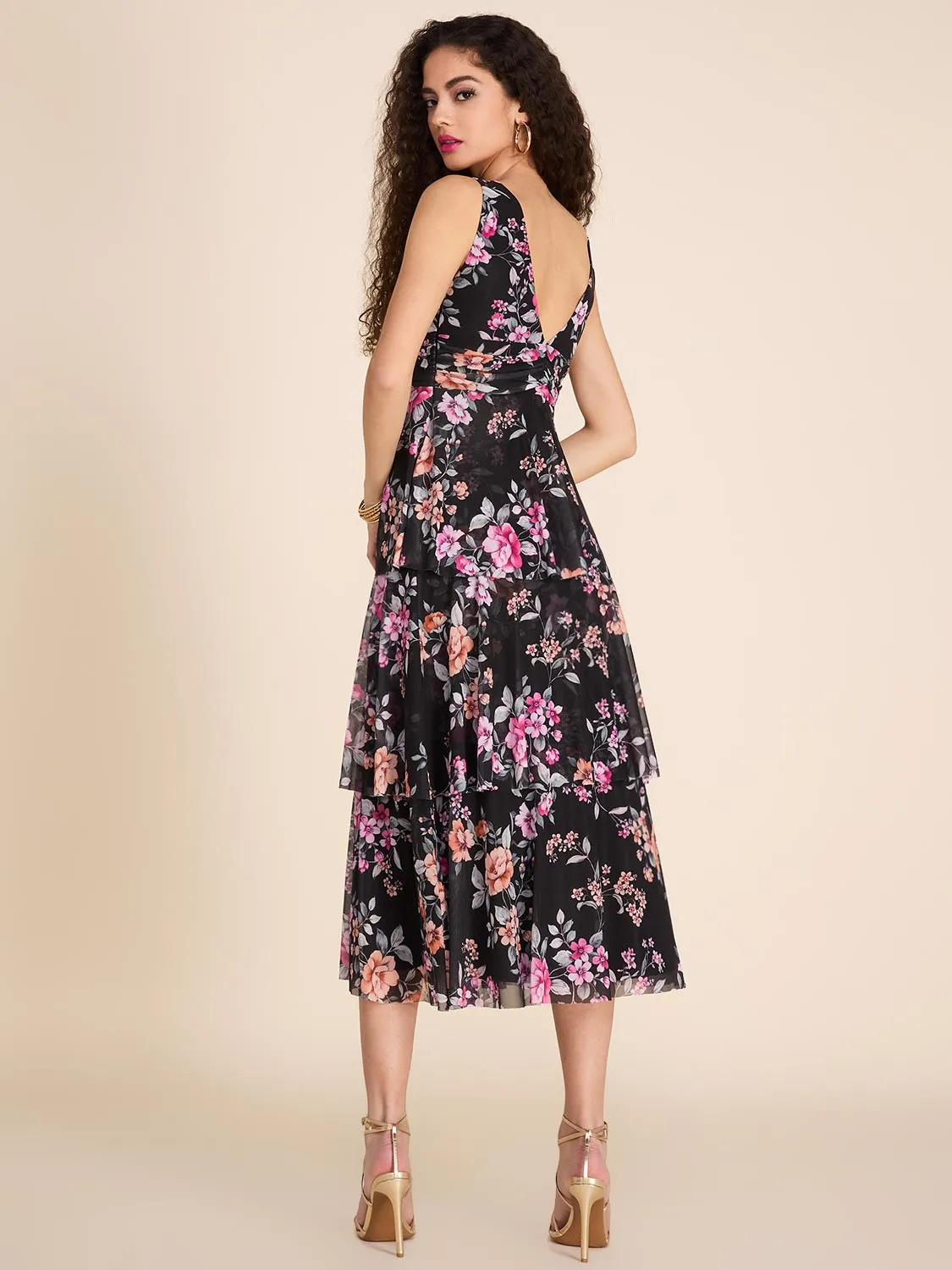 Floral Print V-Neck Fit & Flare Midi Dress sold by Suzy Shier product image thumbnail 5