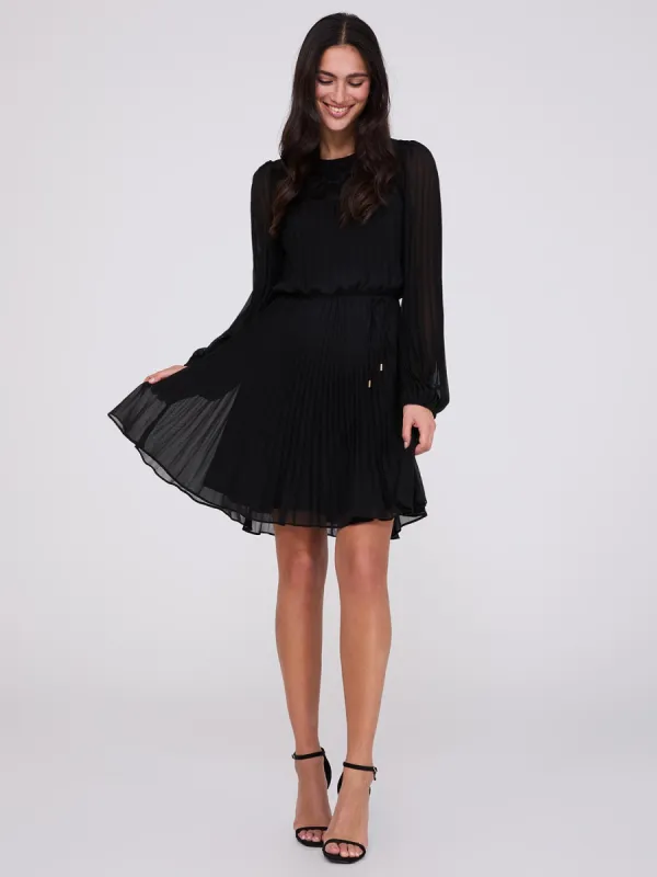 Pleated Fit & Flare Dress With Lace Detail sold by Suzy Shier