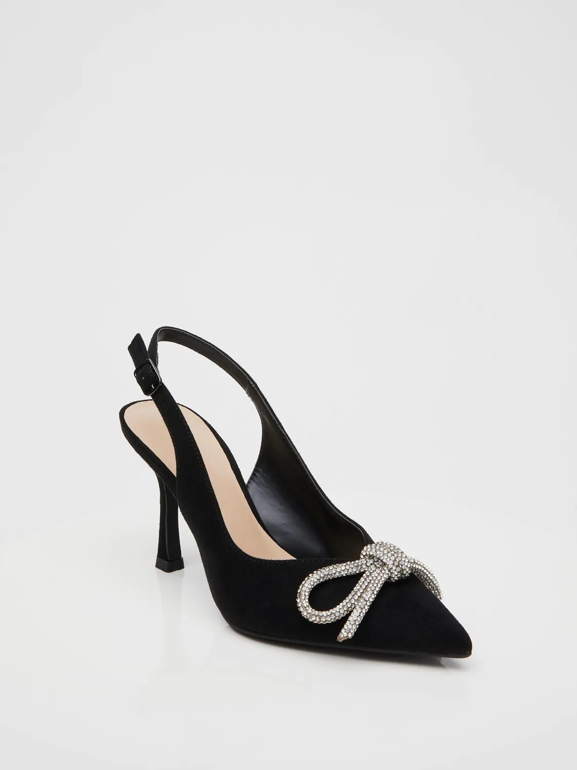 Pointed-Toe Sling-Back High Heel Pump With Jewelled Bow sold by Suzy Shier product image thumbnail 2