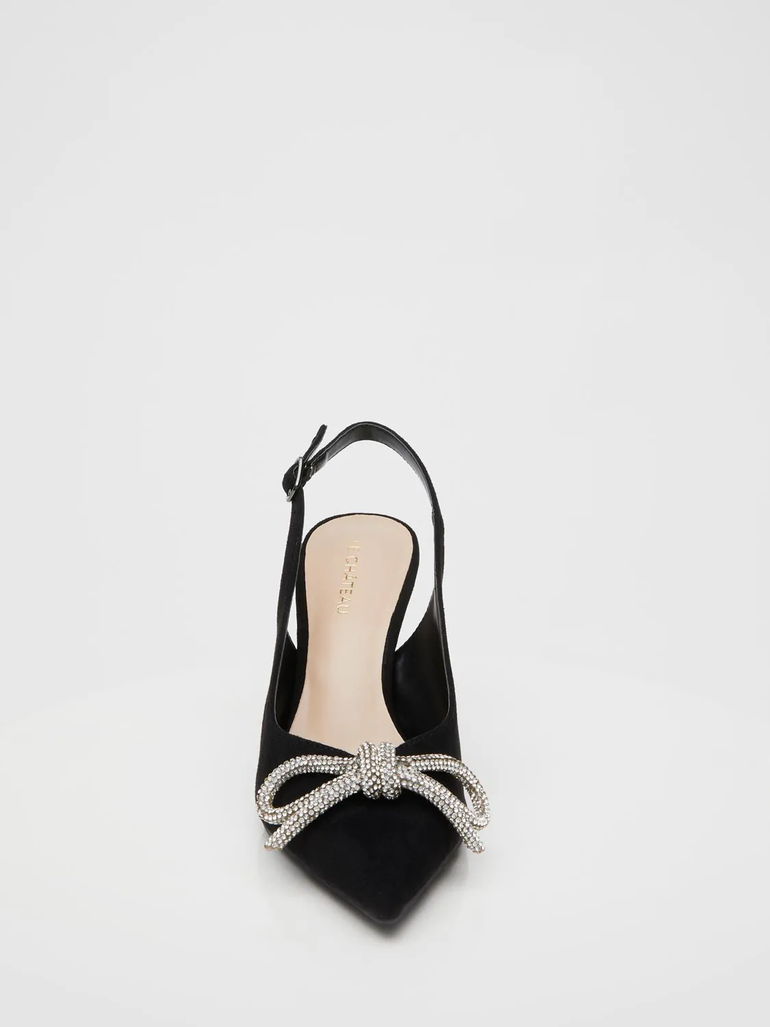 Pointed-Toe Sling-Back High Heel Pump With Jewelled Bow sold by Suzy Shier product image thumbnail 3