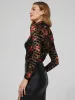 Mock Neck Lace Floral Print Top With Camisole Lining sold by Suzy Shier