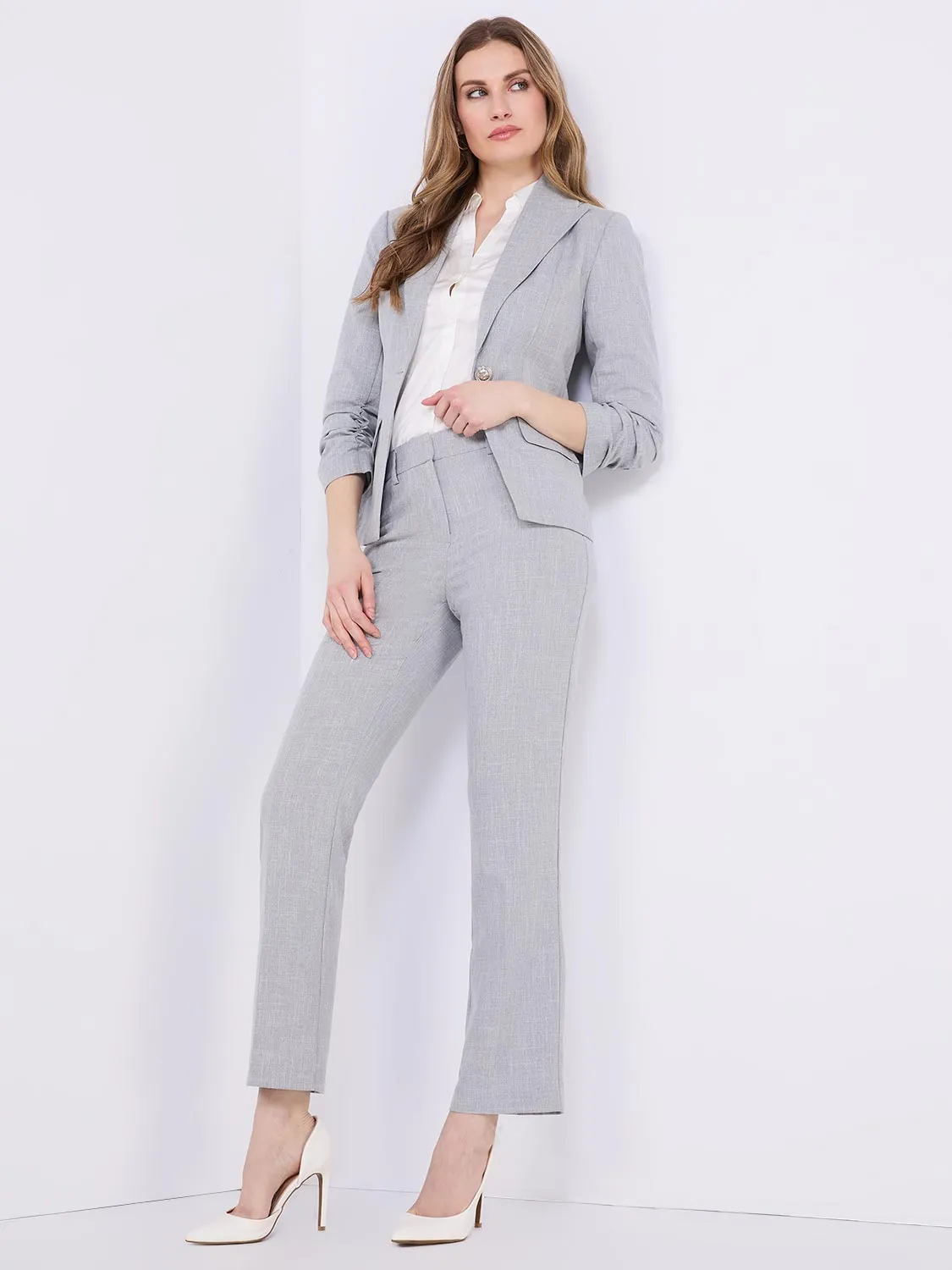 Classic Rise Straight-Leg Trousers sold by Suzy Shier