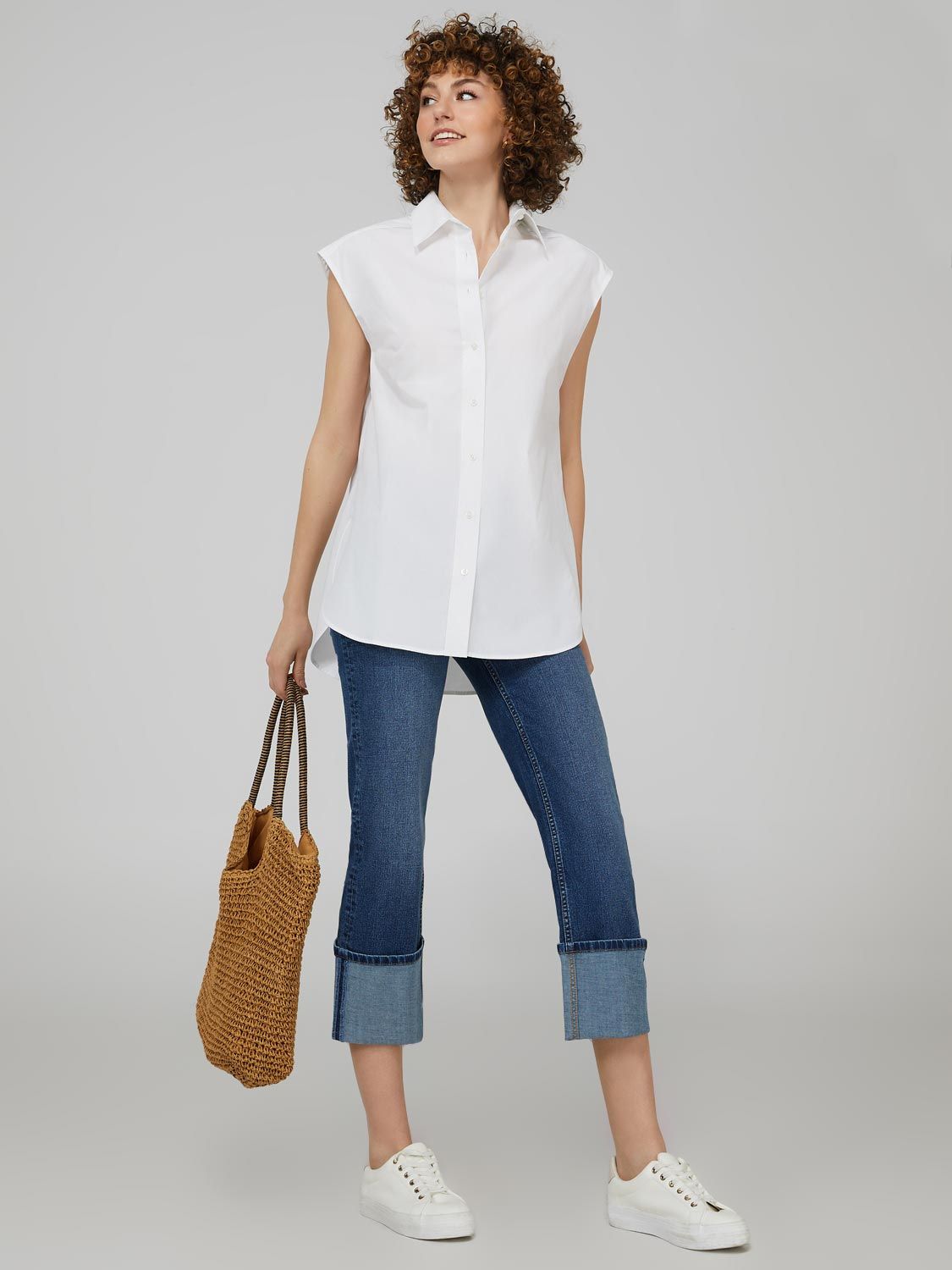 Oversized Sleeveless Button-Front Blouse sold by Suzy Shier