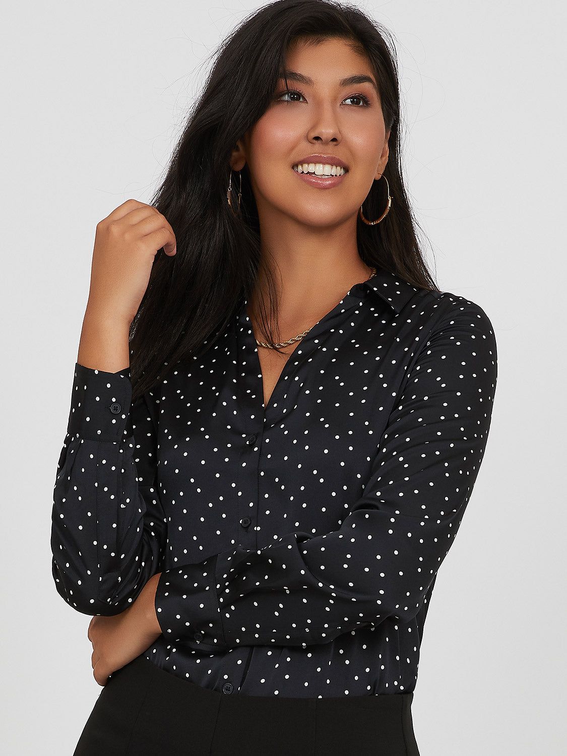 Long Sleeve Satin Blouse sold by Suzy Shier product image thumbnail 2