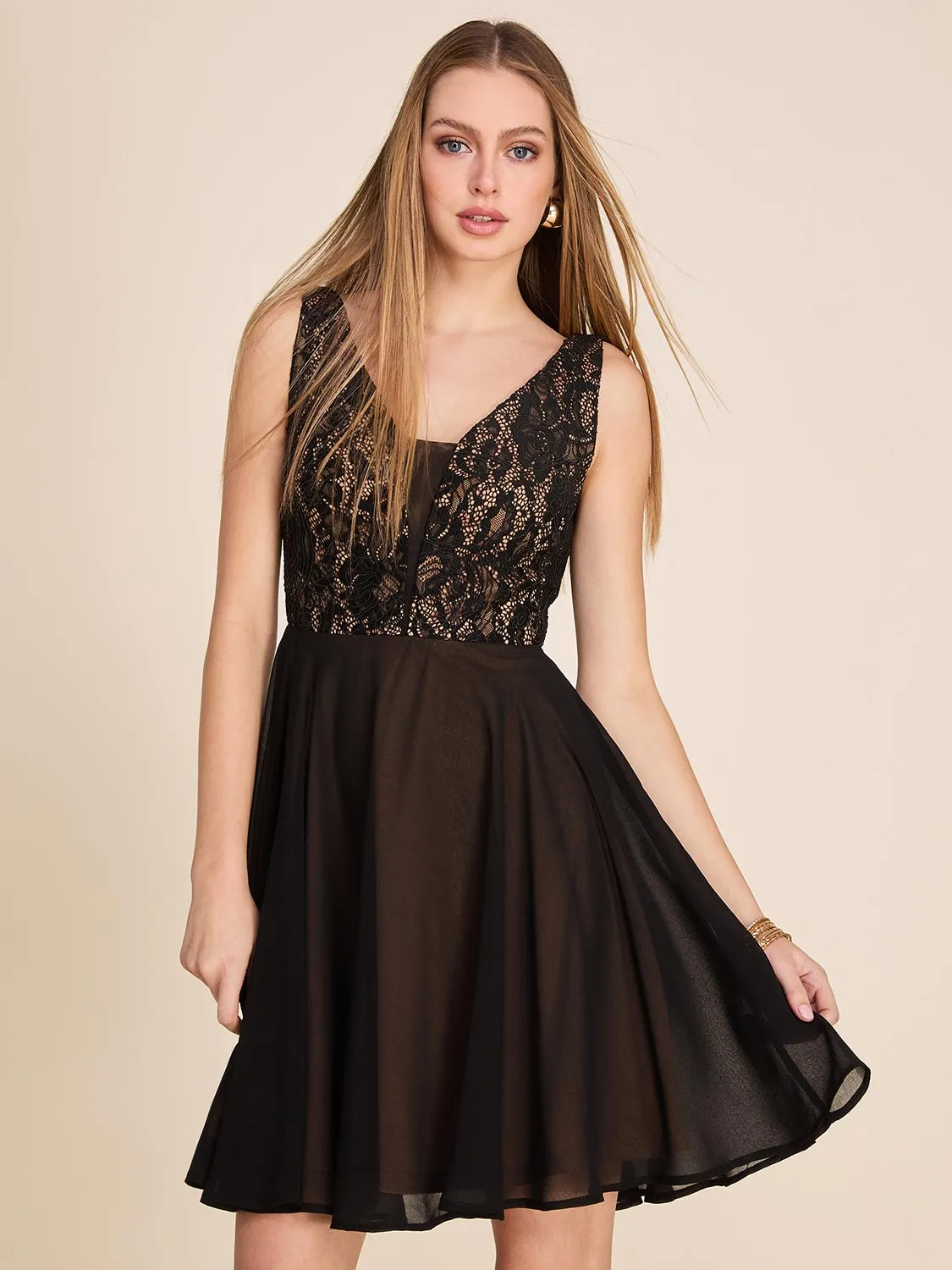 Lace Fit & Flare Mini Cocktail Dress sold by Suzy Shier product image thumbnail 3