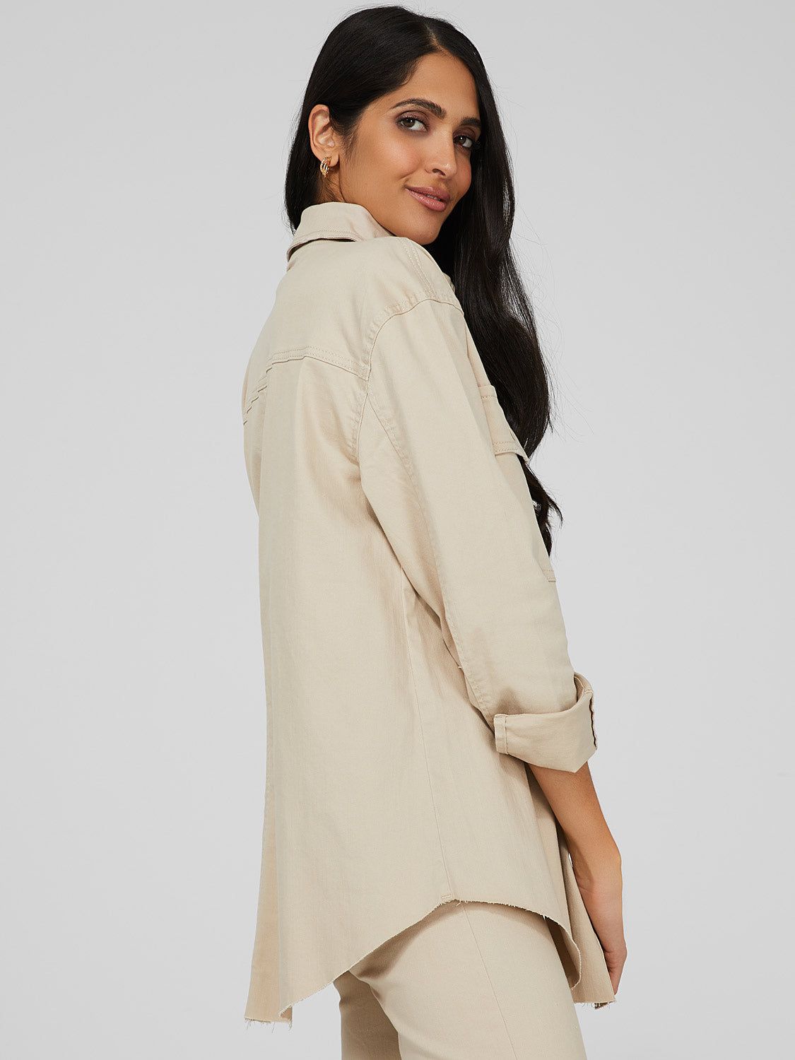 Dropped Shoulder Denim Shacket sold by Suzy Shier product image thumbnail 6