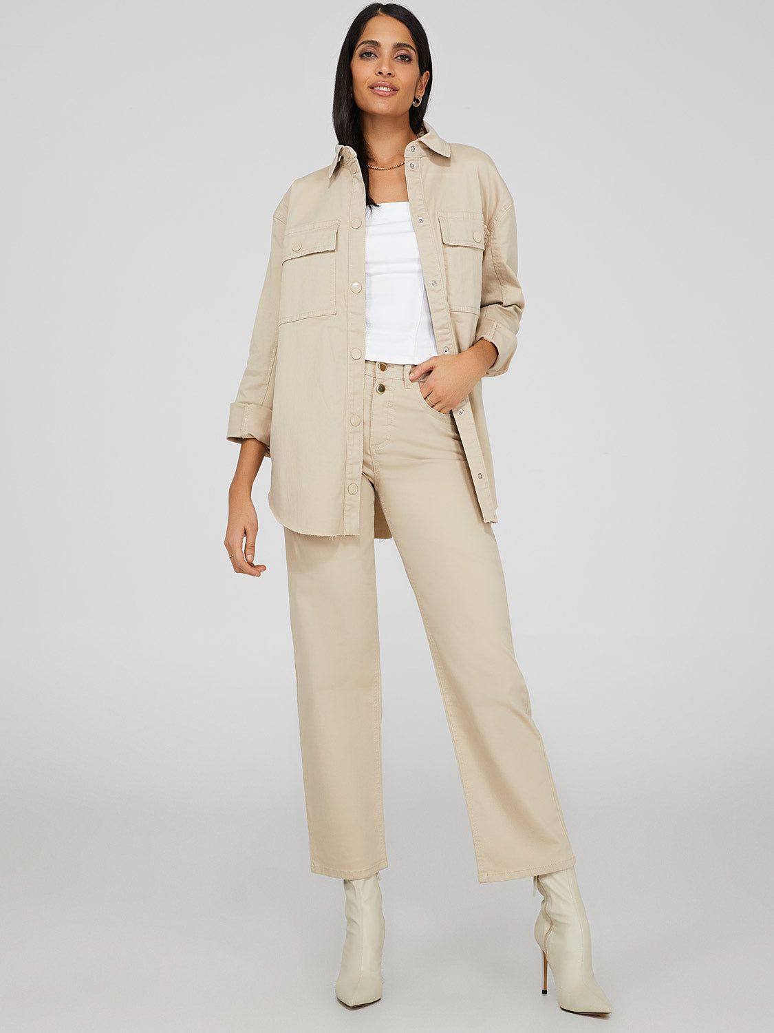 Dropped Shoulder Denim Shacket sold by Suzy Shier product image thumbnail 2