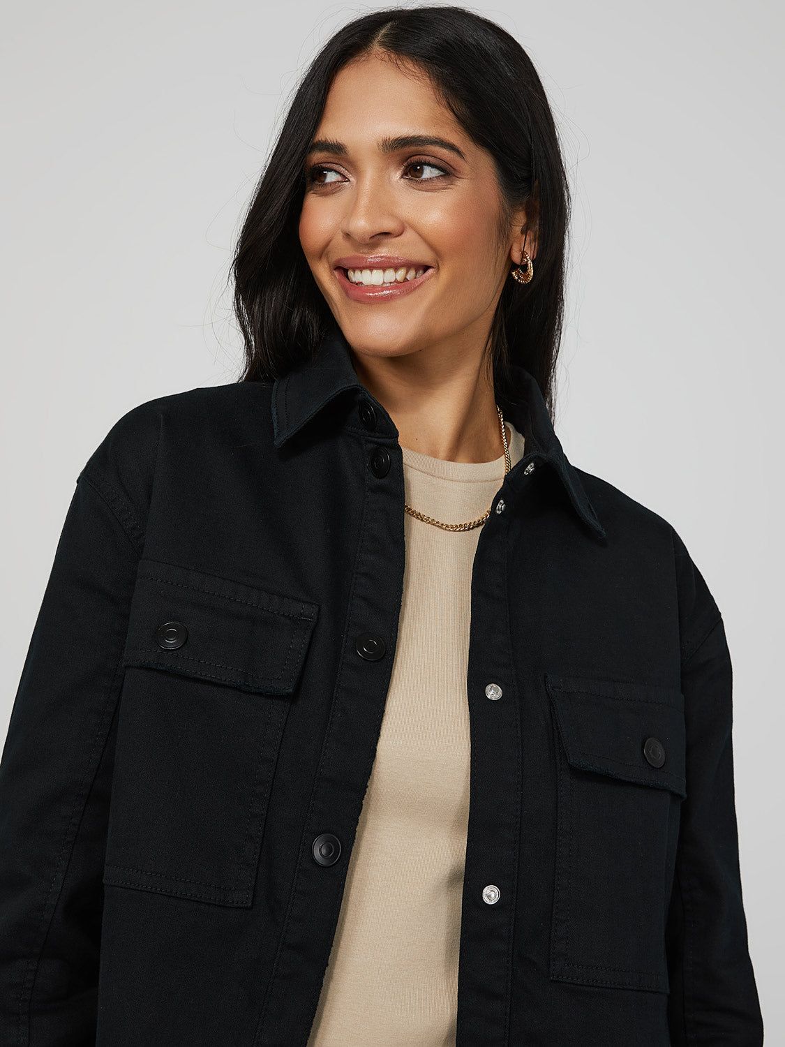 Dropped Shoulder Denim Shacket sold by Suzy Shier product image thumbnail 10