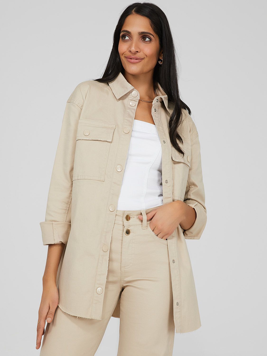 Dropped Shoulder Denim Shacket sold by Suzy Shier product image thumbnail 3