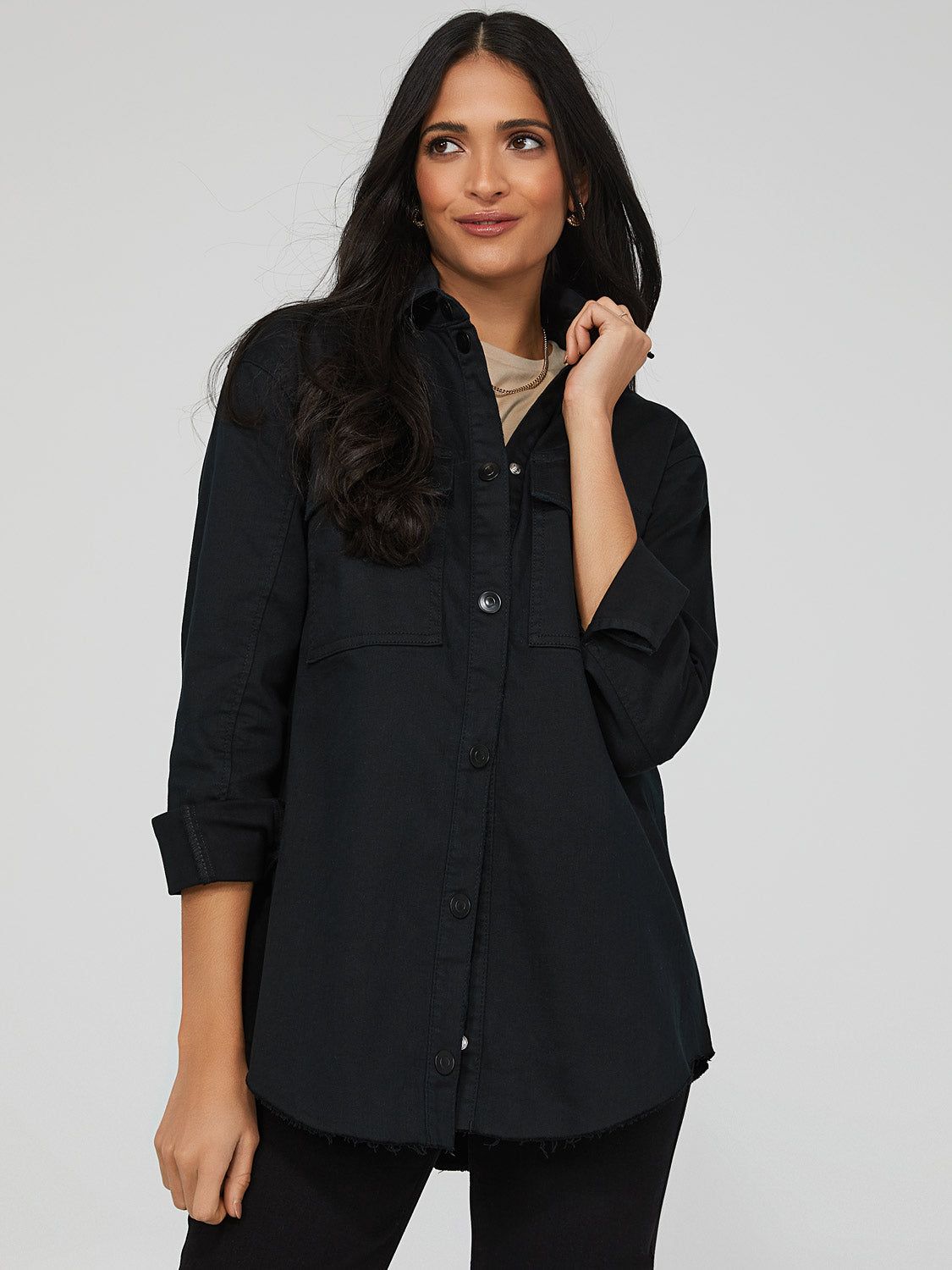 Dropped Shoulder Denim Shacket sold by Suzy Shier product image thumbnail 8