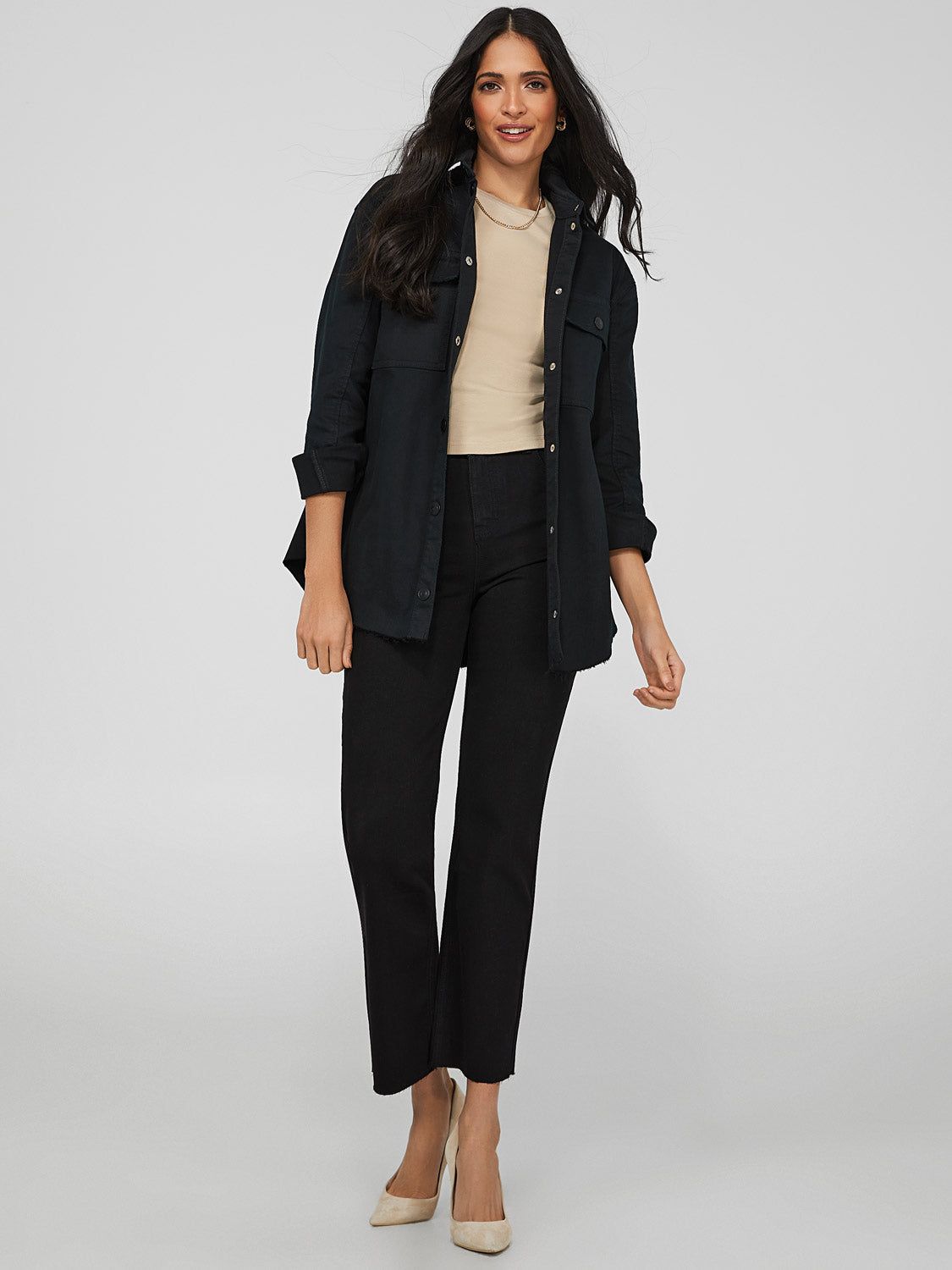 Dropped Shoulder Denim Shacket sold by Suzy Shier product image thumbnail 9