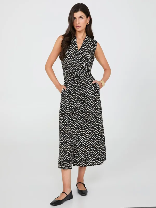 Sleeveless Printed Button-Front Midi Dress sold by Suzy Shier