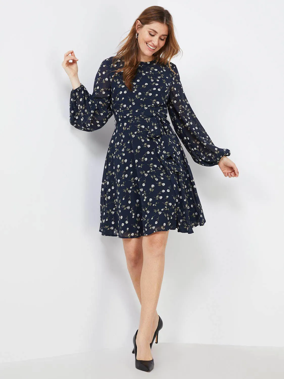 Floral Print Chiffon Fit & Flare Dress sold by Suzy Shier