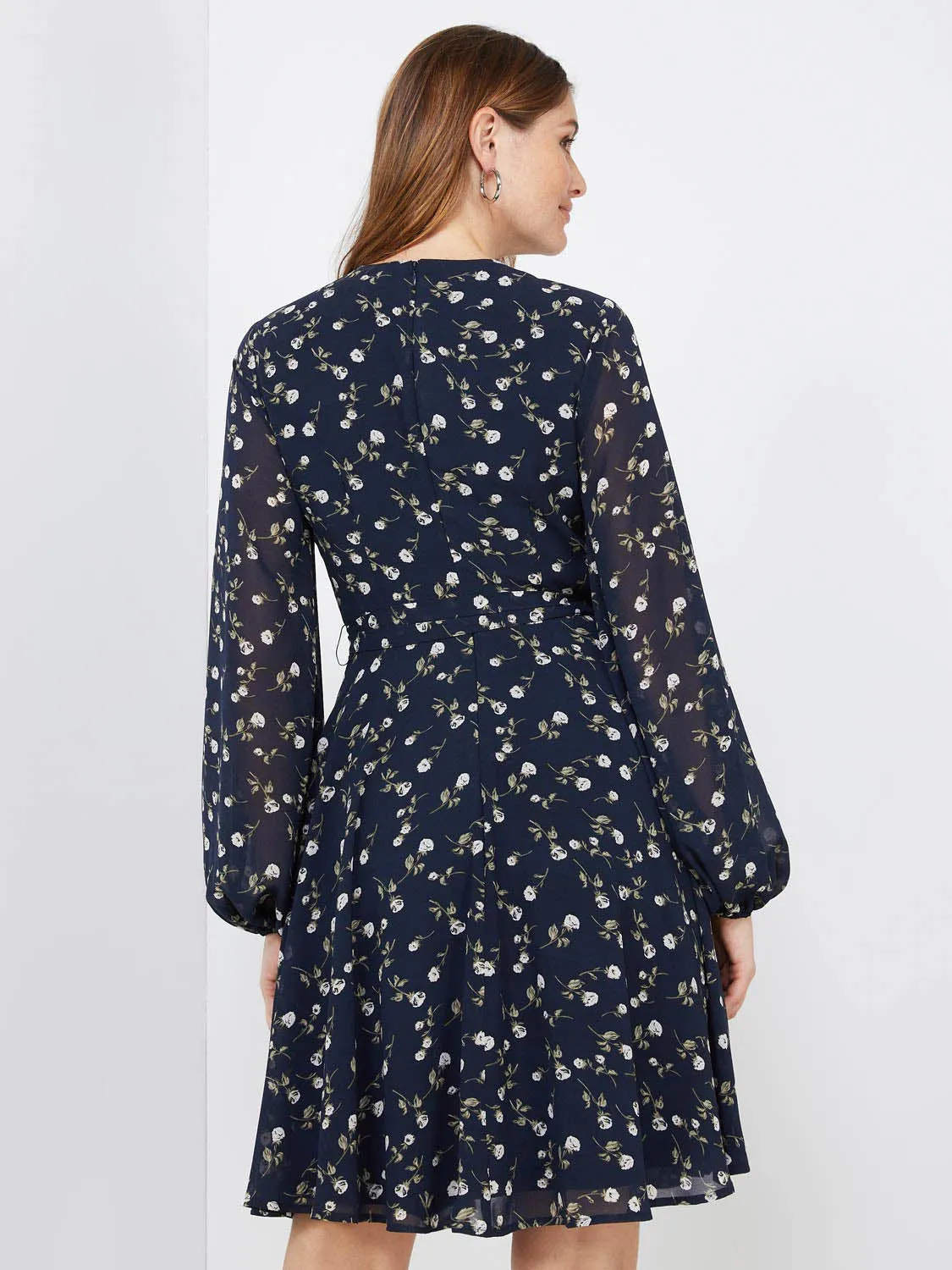 Floral Print Chiffon Fit & Flare Dress sold by Suzy Shier product image thumbnail 5