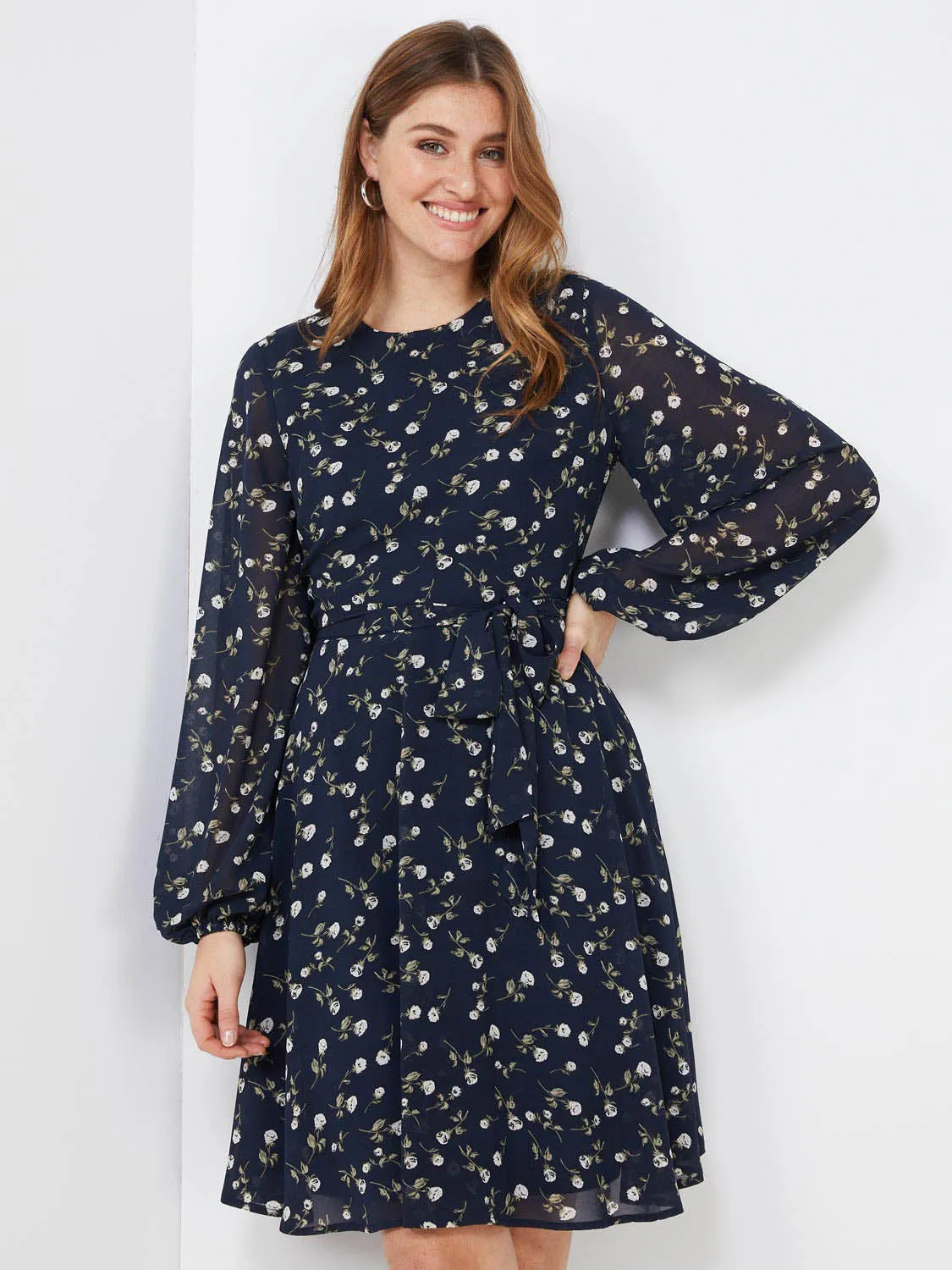 Floral Print Chiffon Fit & Flare Dress sold by Suzy Shier product image thumbnail 2
