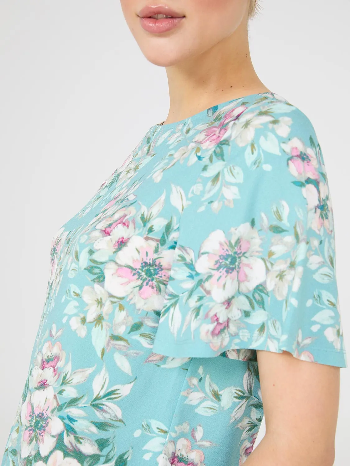 Floral Print Flutter Sleeve Boat Neck Top sold by Suzy Shier product image thumbnail 3