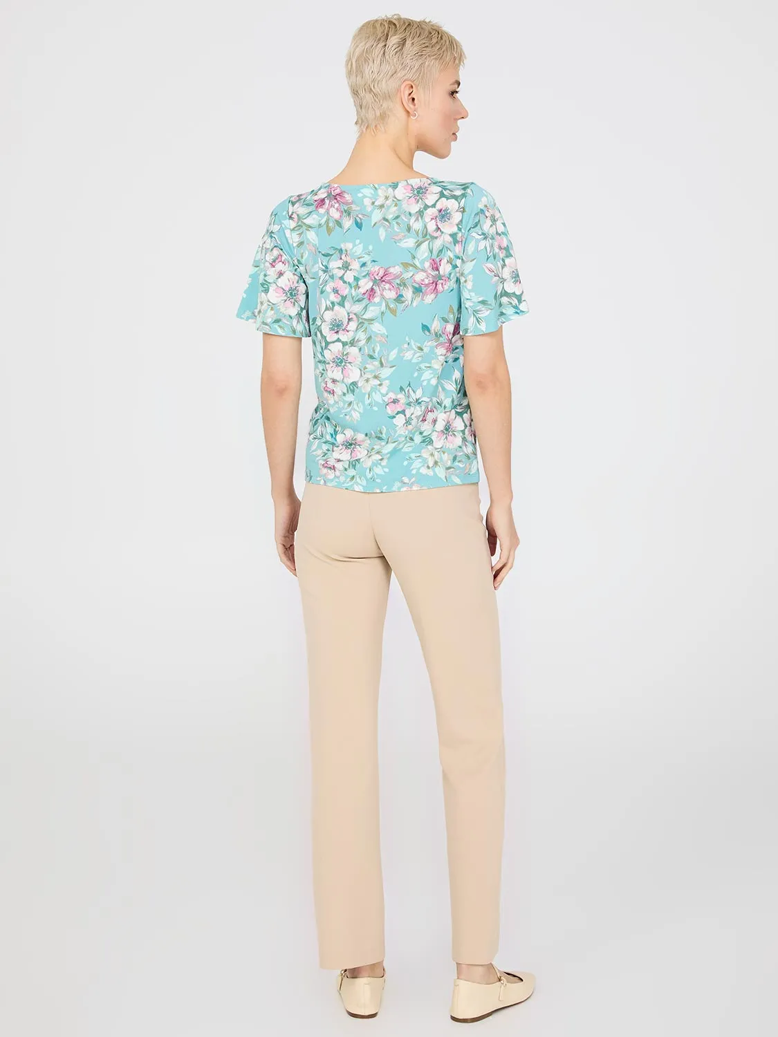 Floral Print Flutter Sleeve Boat Neck Top sold by Suzy Shier product image thumbnail 4