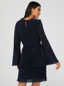 Shimmer Plisse Long Sleeve Mini Dress sold by Suzy Shier