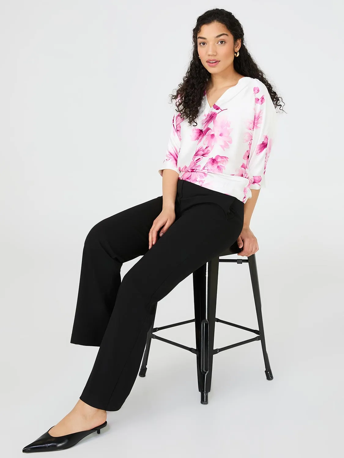Floral Print Satin Dolman Sleeve Top sold by Suzy Shier