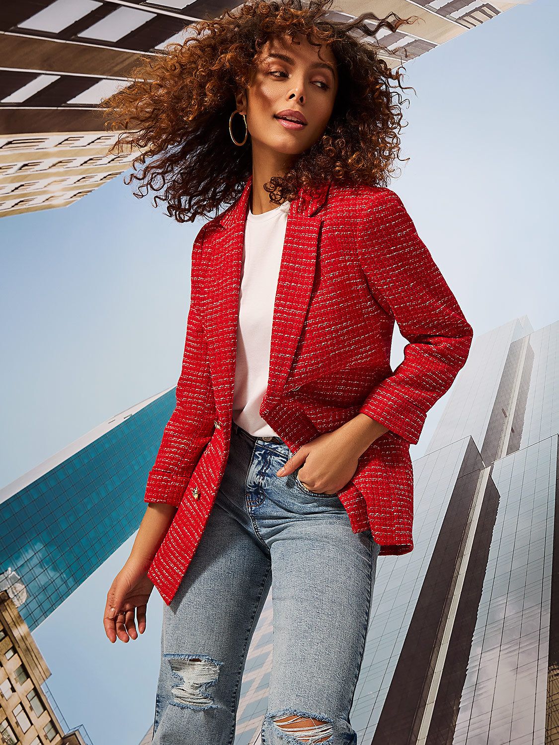 Boucle Double-Breasted Blazer sold by Suzy Shier