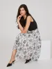 Printed Asymmetrical Hem Chiffon Skirt sold by Suzy Shier