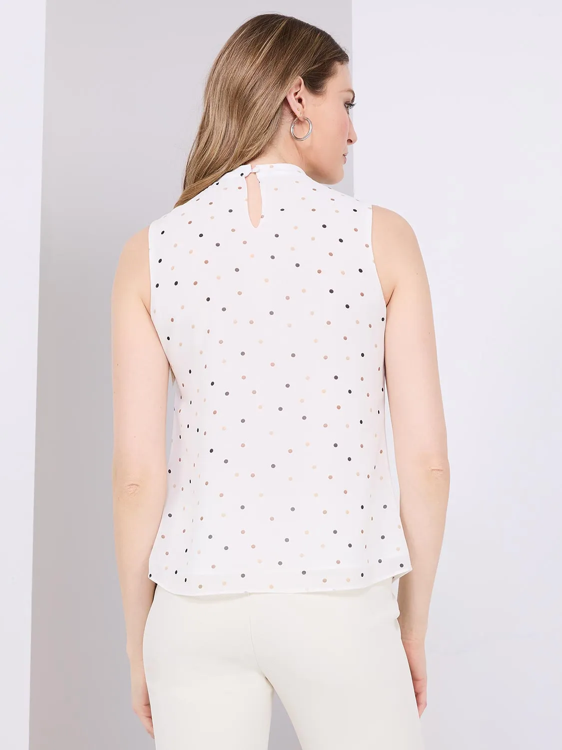 Dot Print Sleeveless Chiffon Blouse sold by Suzy Shier product image thumbnail 5
