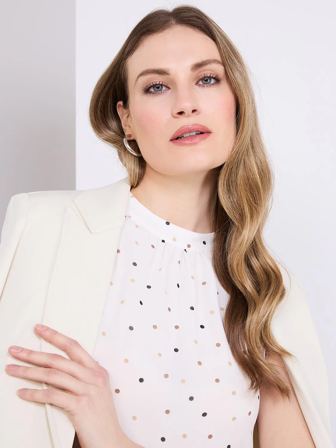 Dot Print Sleeveless Chiffon Blouse sold by Suzy Shier product image thumbnail 2