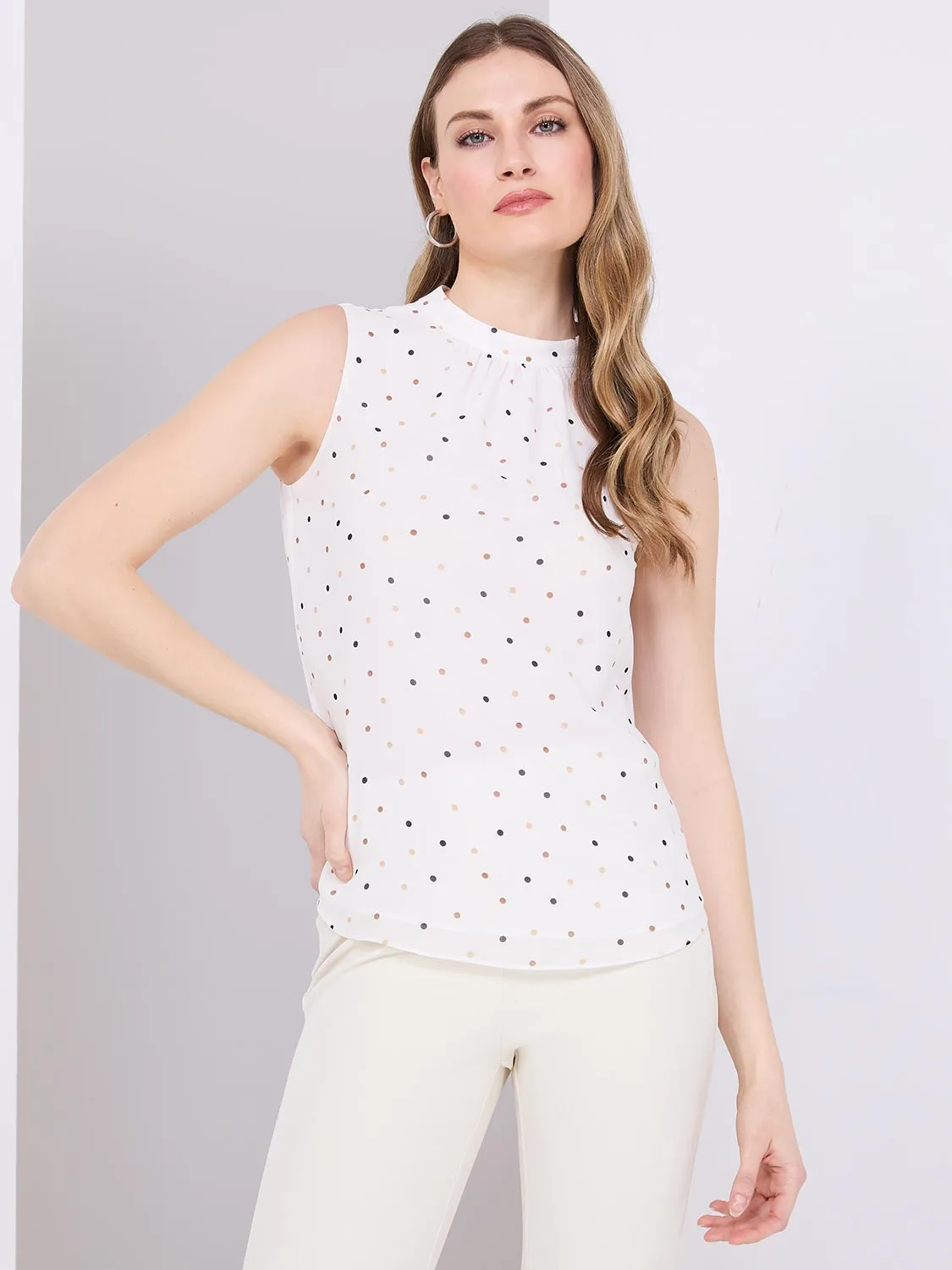 Dot Print Sleeveless Chiffon Blouse sold by Suzy Shier product image thumbnail 3