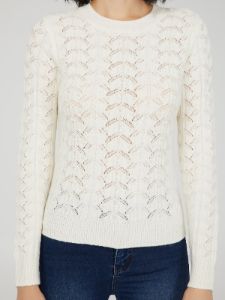 Pearl Embellished Pointelle Sweater sold by Suzy Shier