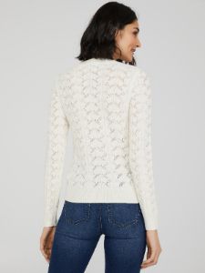Pearl Embellished Pointelle Sweater sold by Suzy Shier