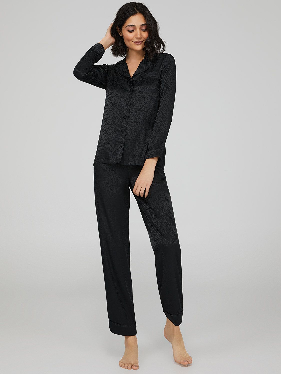 Satin Leopard Print PJ Set sold by Suzy Shier