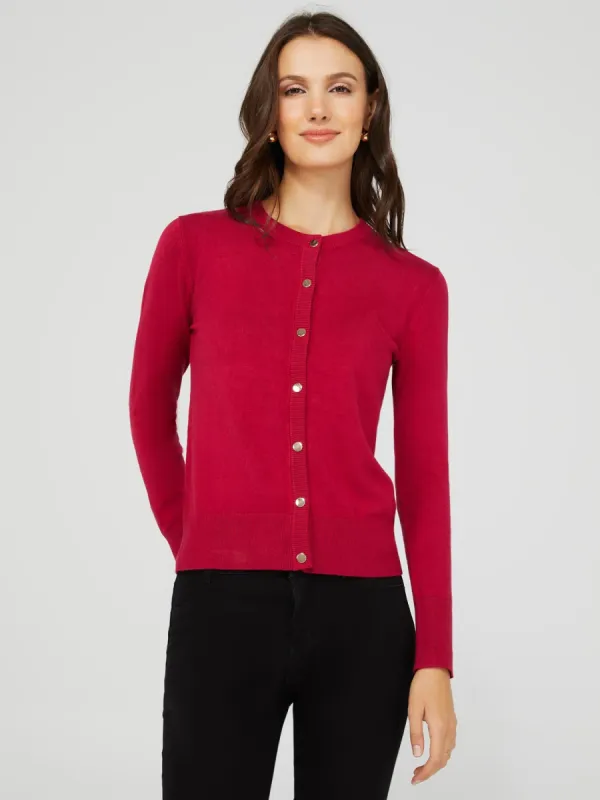 Crew Neck Cardigan With Ribbed Details sold by Suzy Shier