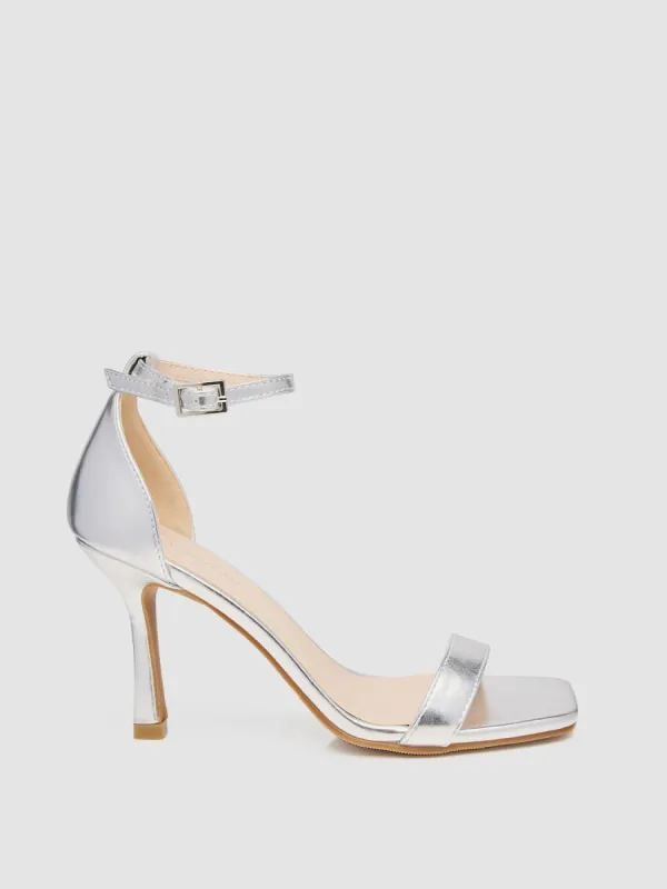 Square Toe Patent-Leather High Heel Sandal sold by Suzy Shier