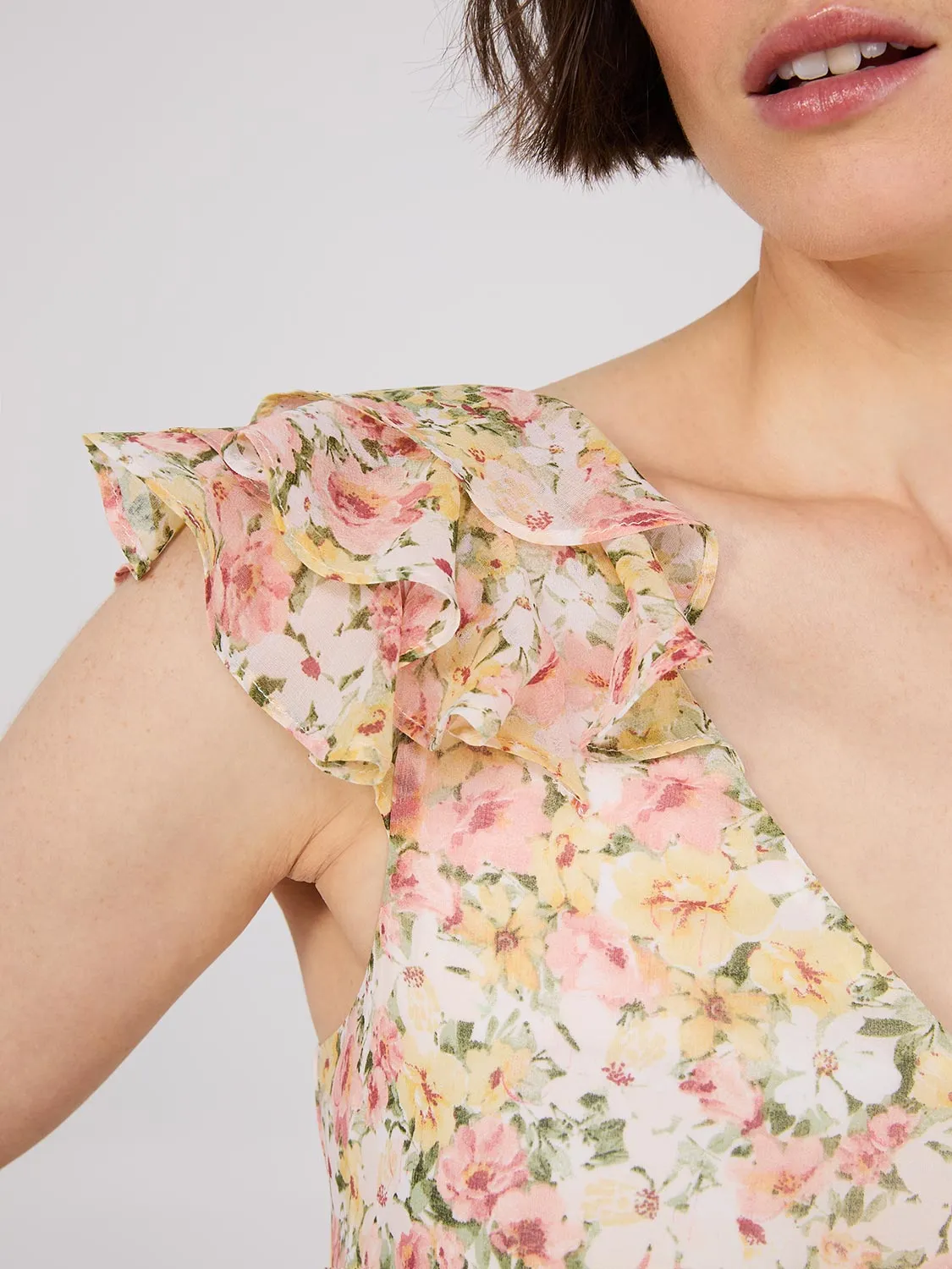 Sleeveless Printed Ruffle Chiffon Maxi Dress sold by Suzy Shier product image thumbnail 3