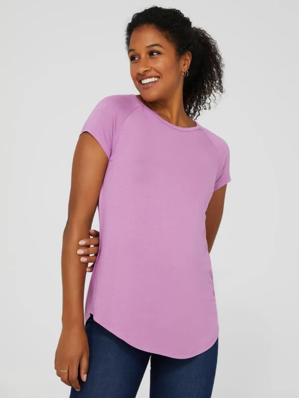 Raglan Sleeve Top With Rounded Hem sold by Suzy Shier