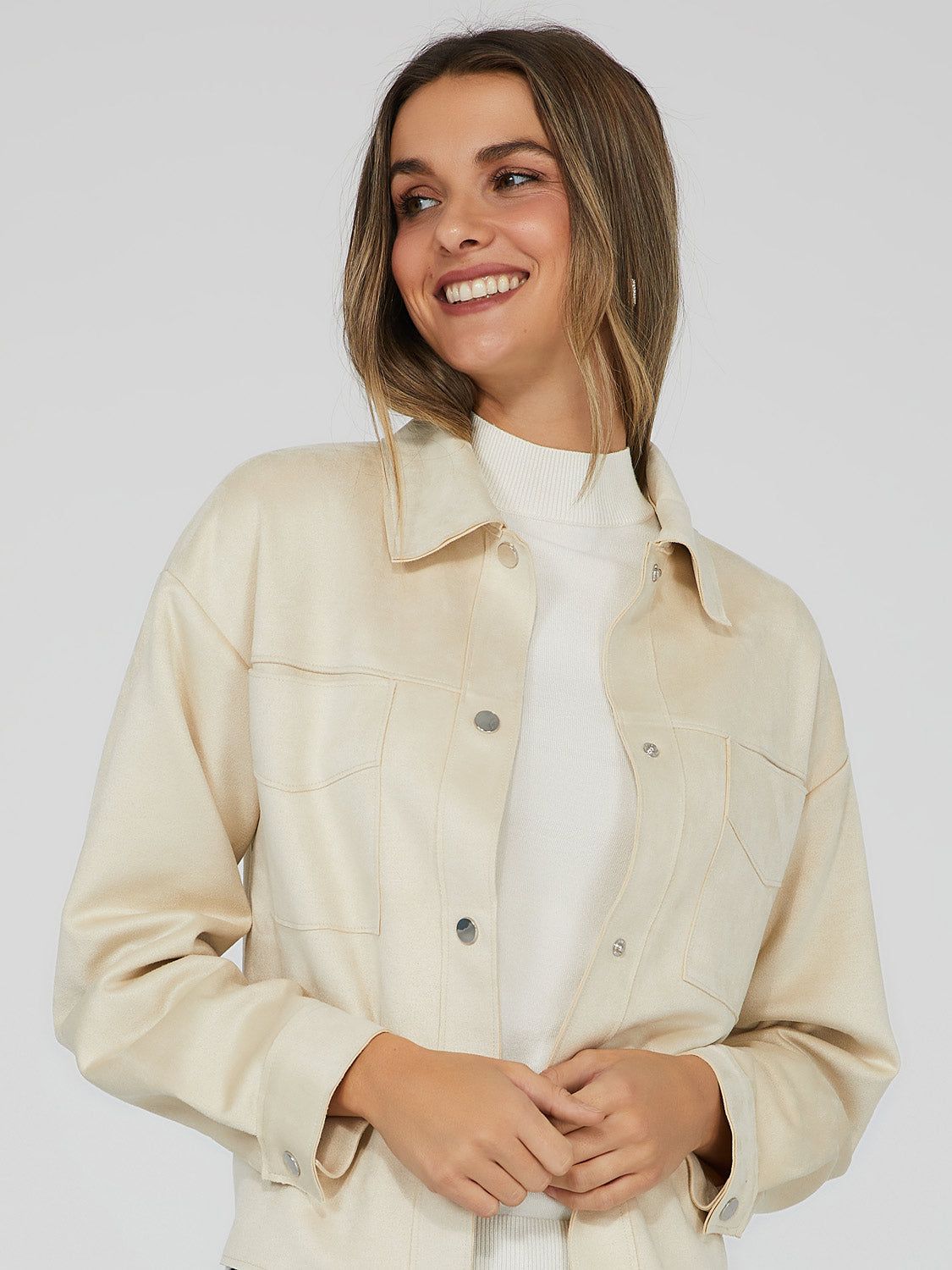 Cropped Suede Shacket sold by Suzy Shier product image thumbnail 4