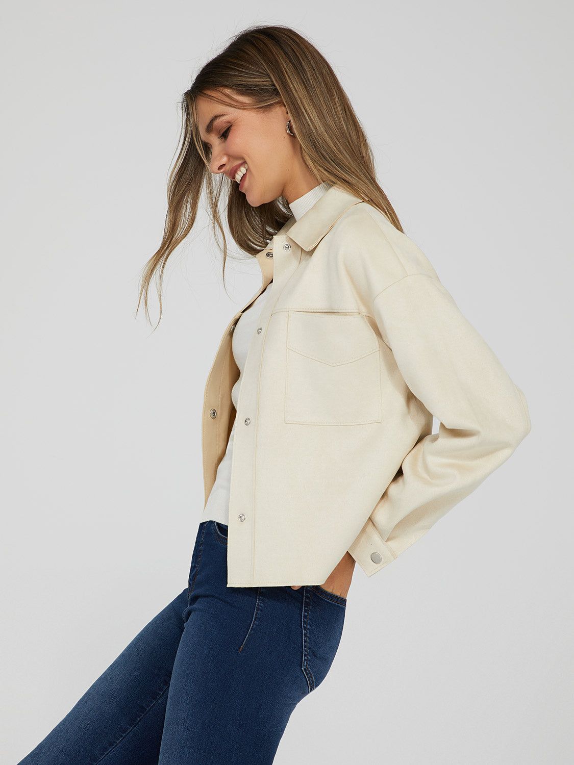 Cropped Suede Shacket sold by Suzy Shier product image thumbnail 5
