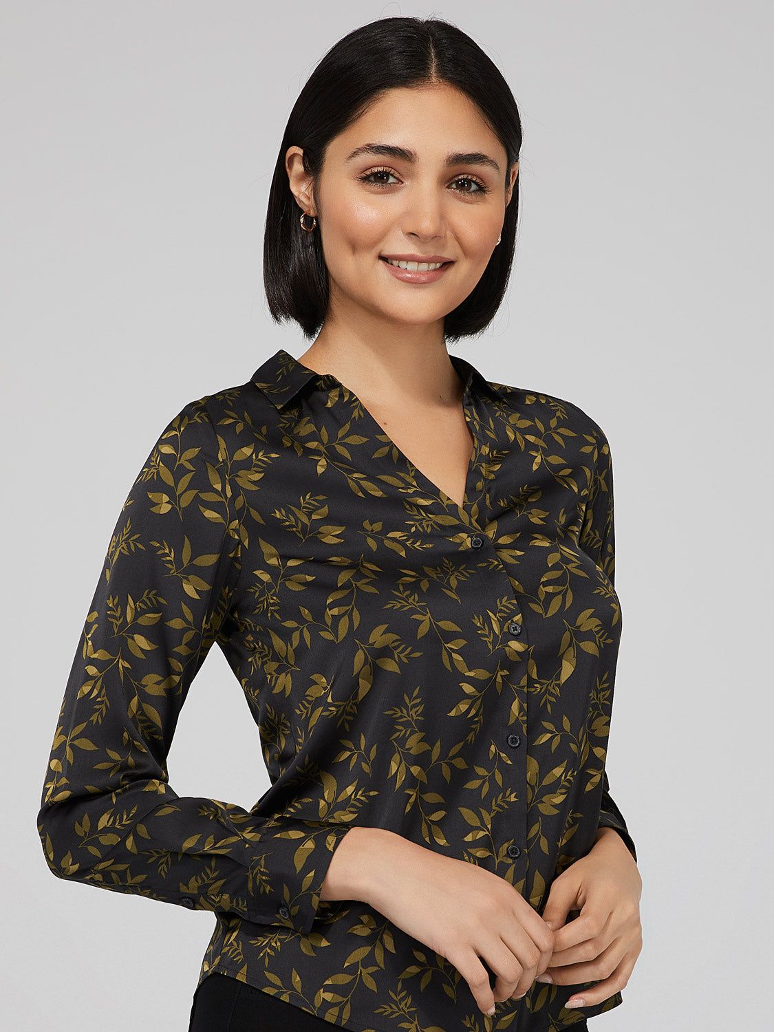 Printed Button-Down Blouse sold by Suzy Shier