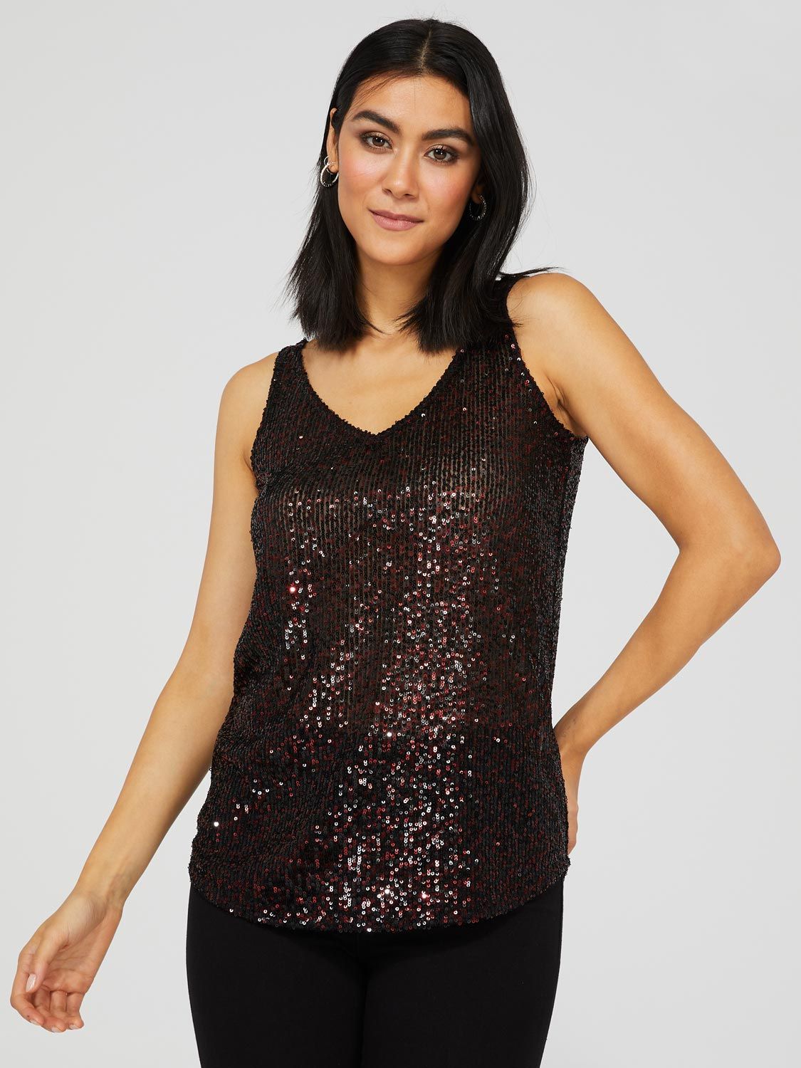Sleeveless Sequin V-Neck Tank Top sold by Suzy Shier product image thumbnail 3