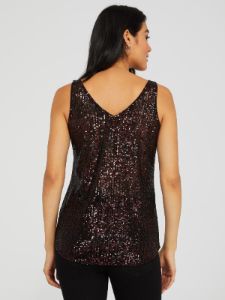 Sleeveless Sequin V-Neck Tank Top sold by Suzy Shier