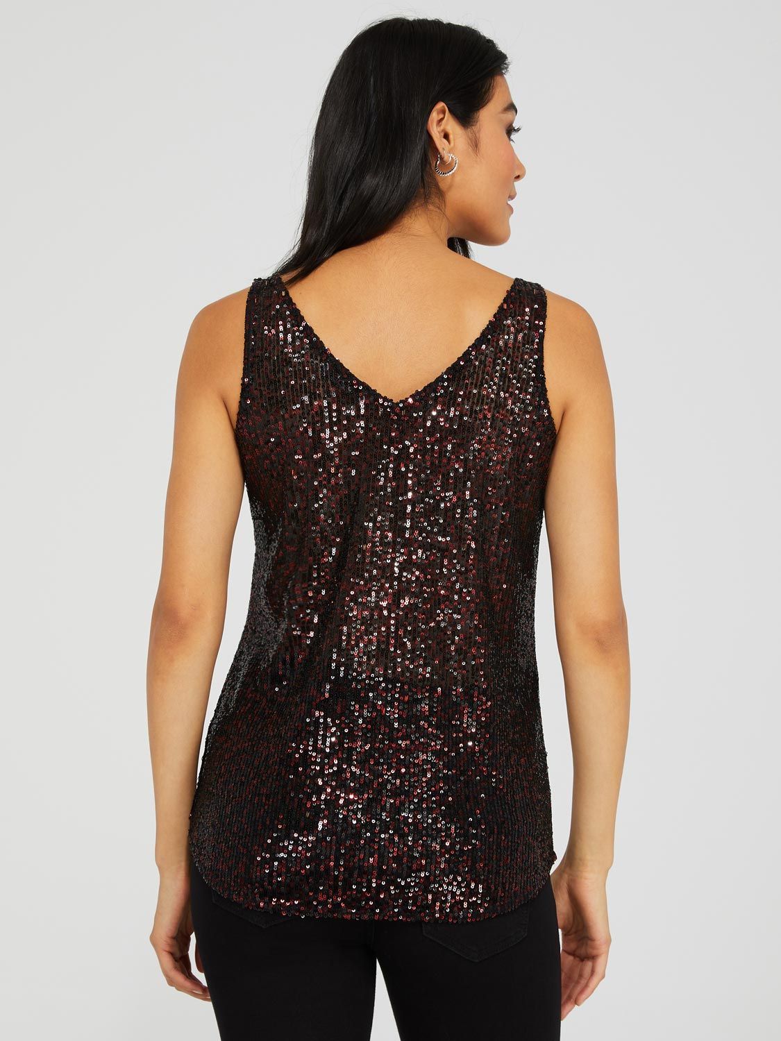 Sleeveless Sequin V-Neck Tank Top sold by Suzy Shier product image thumbnail 5