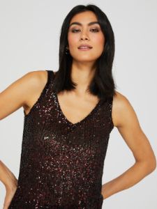 Sleeveless Sequin V-Neck Tank Top sold by Suzy Shier